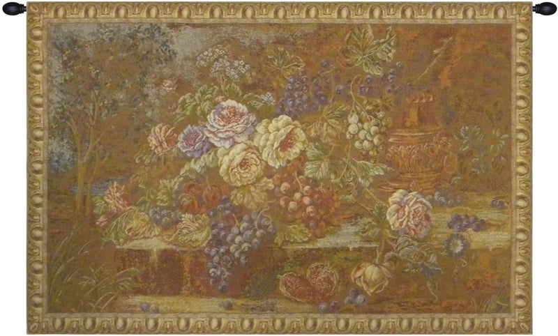 Bouquet with Grapes Red Italian Wall Tapestry