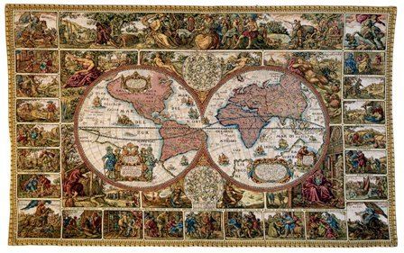Mappemonde Map of the World French Wall Tapestry