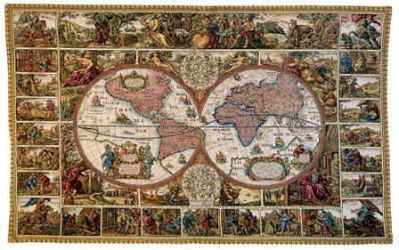 Mappemonde Map of the World French Wall Tapestry