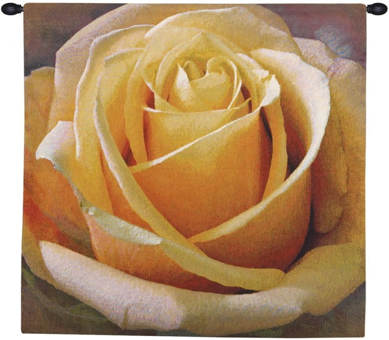 Yellow Rose Square Belgian Wall Tapestry