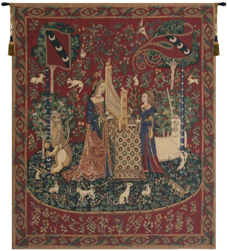 Lady and the Unicorn Organ with Border Belgian Wall Tapestry
