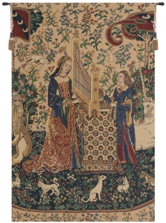 Lady and the Unicorn Organ Beige Belgian Wall Tapestry