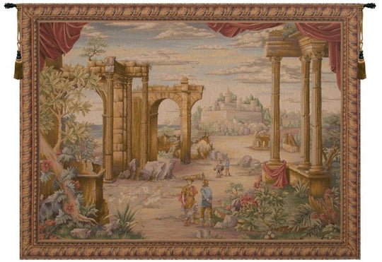 Columns of Exotic Lands French Wall Tapestry