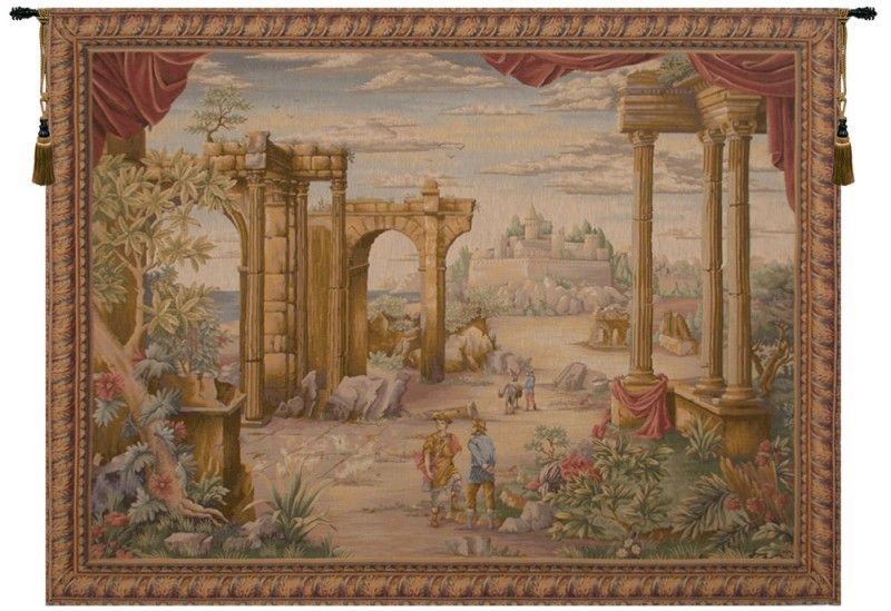 Columns of Exotic Lands French Wall Tapestry