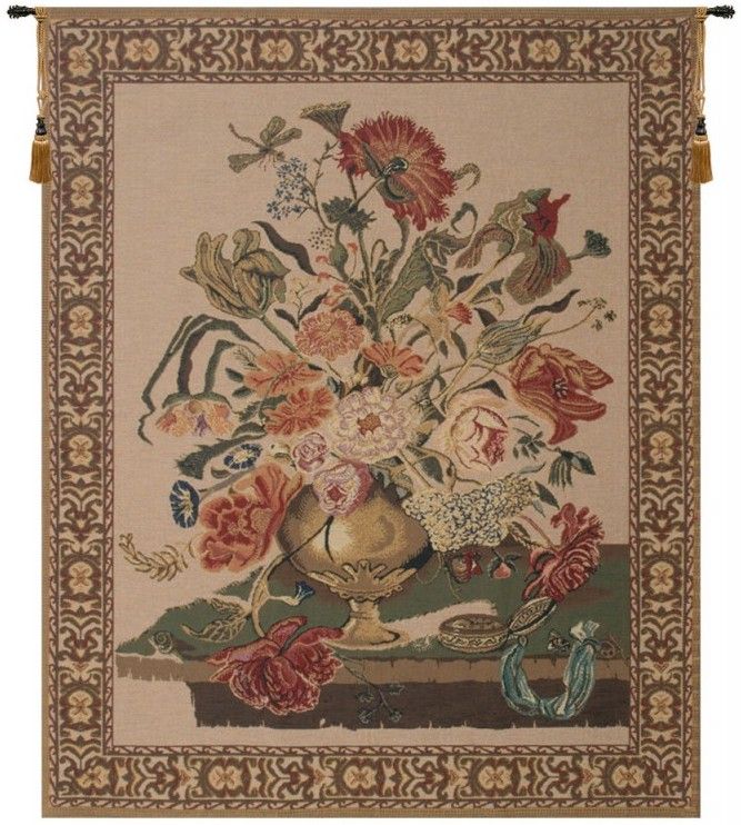 Mignon Bouquet Beige Belgian Wall Tapestry