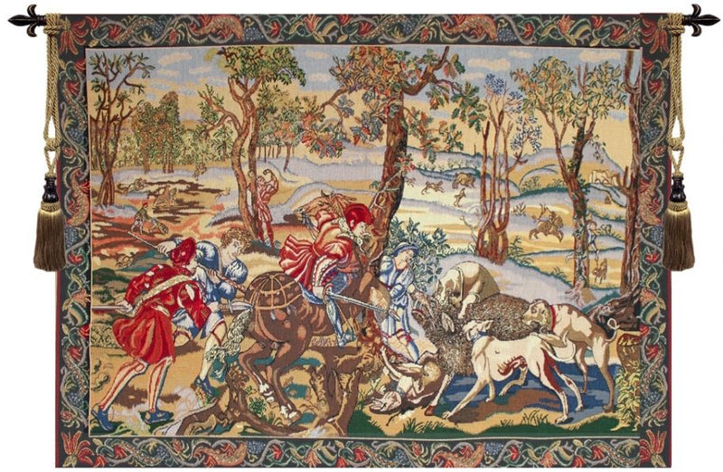 Hunt of the Boar Belgian Wall Tapestry