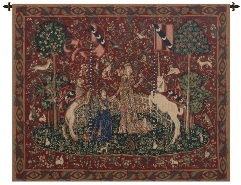 Lady and the Unicorn Taste with Border Belgian Wall Tapestry