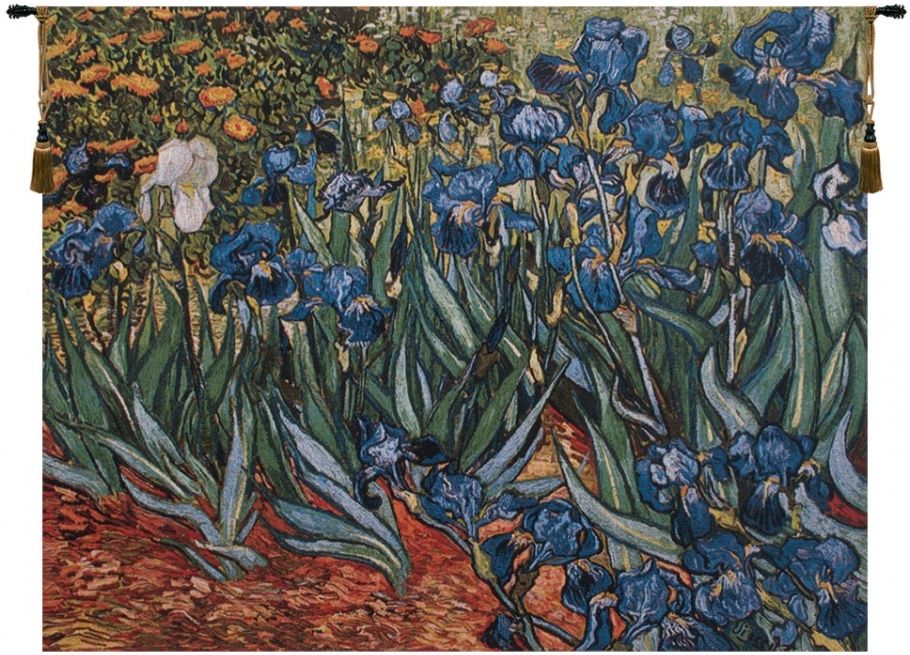 Irises in Garden Van Gogh Belgian Wall Tapestry