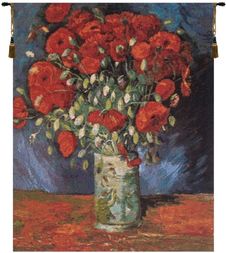 Poppy Flowers Belgian Wall Tapestry