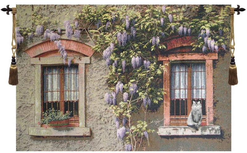 Windows with Wisteria Italian Wall Tapestry