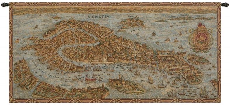 Ancient Map of Venice Italian Wall Tapestry