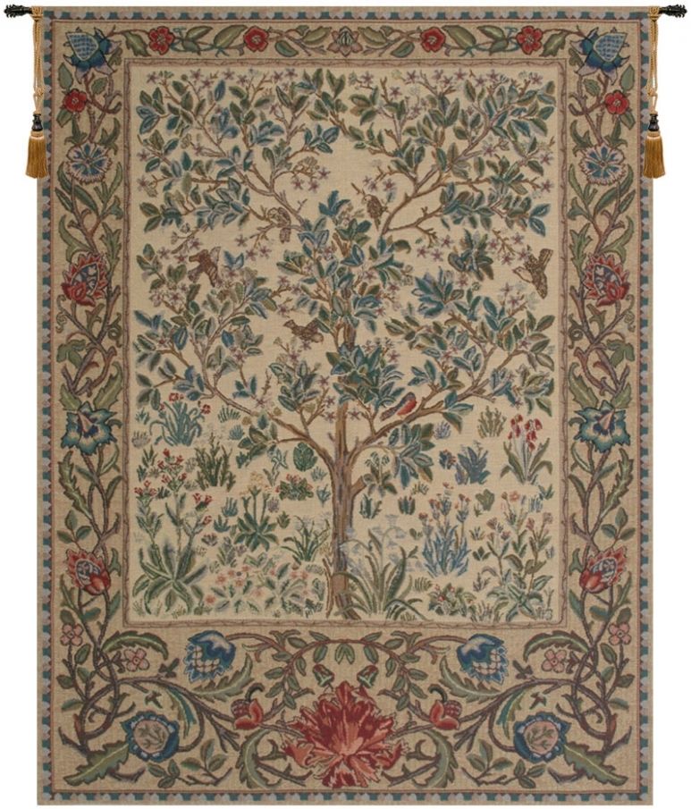 Tree of Life Beige William Morris Belgian Wall Tapestry