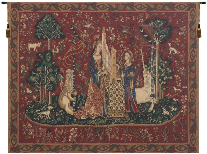 Lady and the Unicorn Organ II with Border Belgian Wall Tapestry