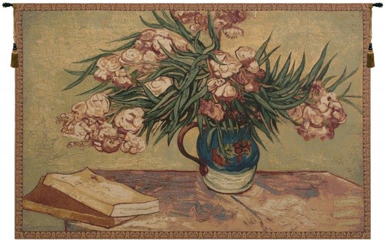Oleanders and Books Italialn Wall Tapestry