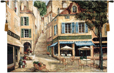Cafe de la Place Wall Tapestry