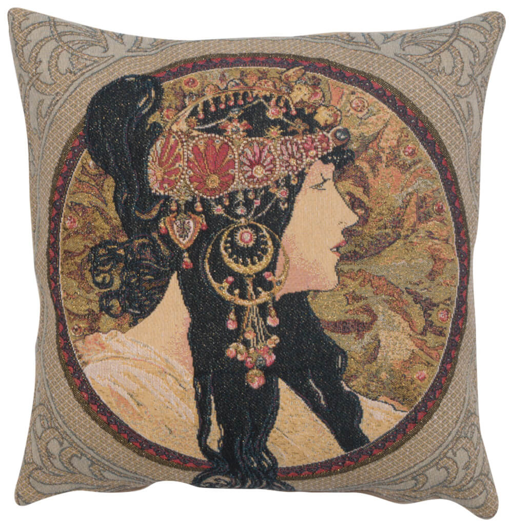 Brunette pillow cover woven in Belgium, in gray tones, sized 18" x 18"