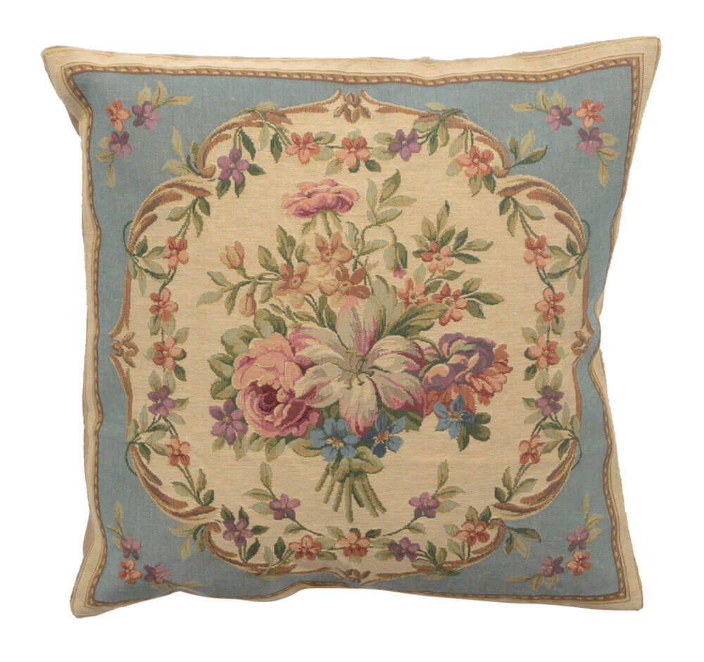 Bouquet Floral Blue European Pillow Cover