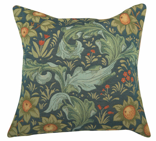 Arabesques w-Orange Tree Blue French Pillow Cover