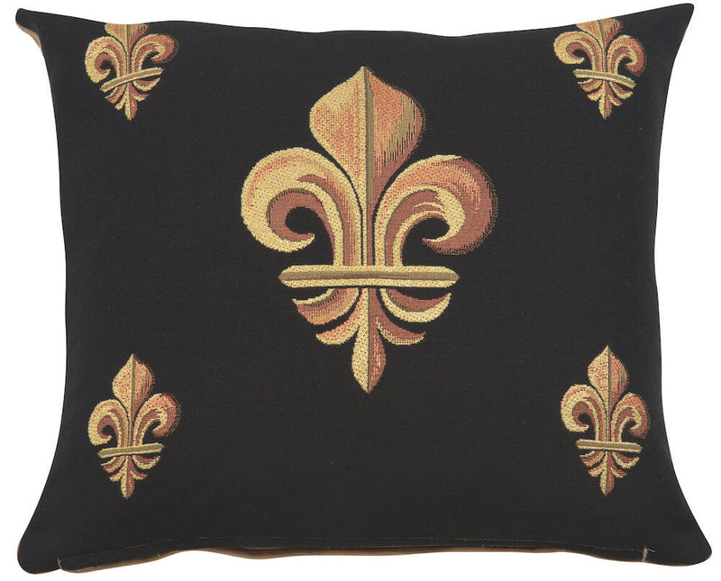 Five Fleur de Lys Black French Pillow Cover
