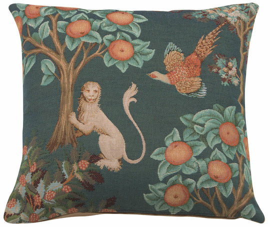 Lion and Pheasant Forest Blue French Pillow Cover