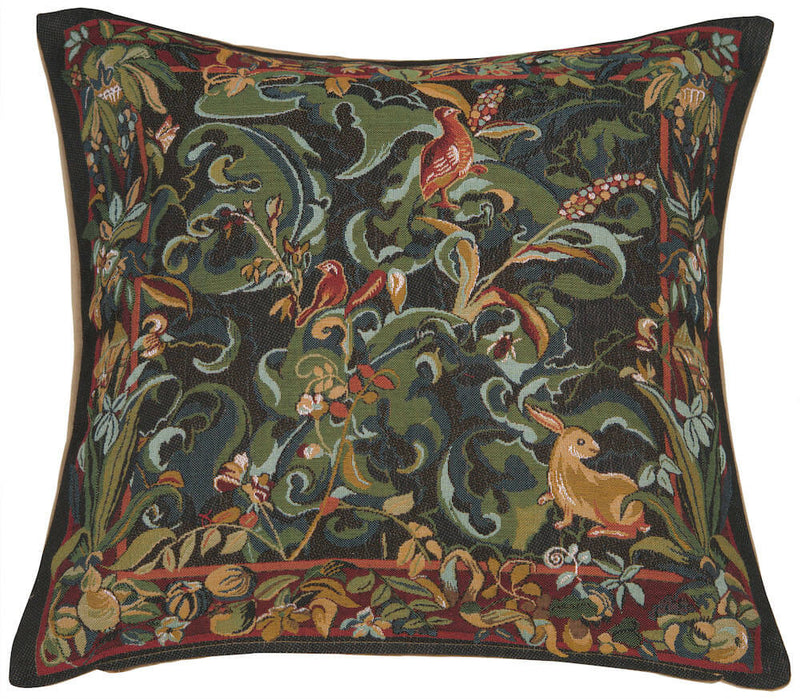 Animals with Aristoloches Green French Pillow Cover