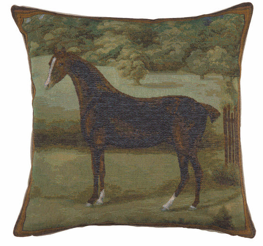Black Horse French Pillow Cover