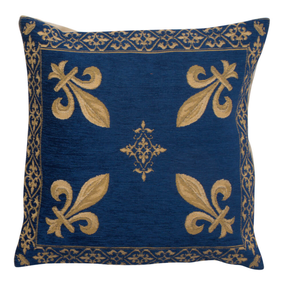 Fleur de Lys Blue III European Pillow Cover