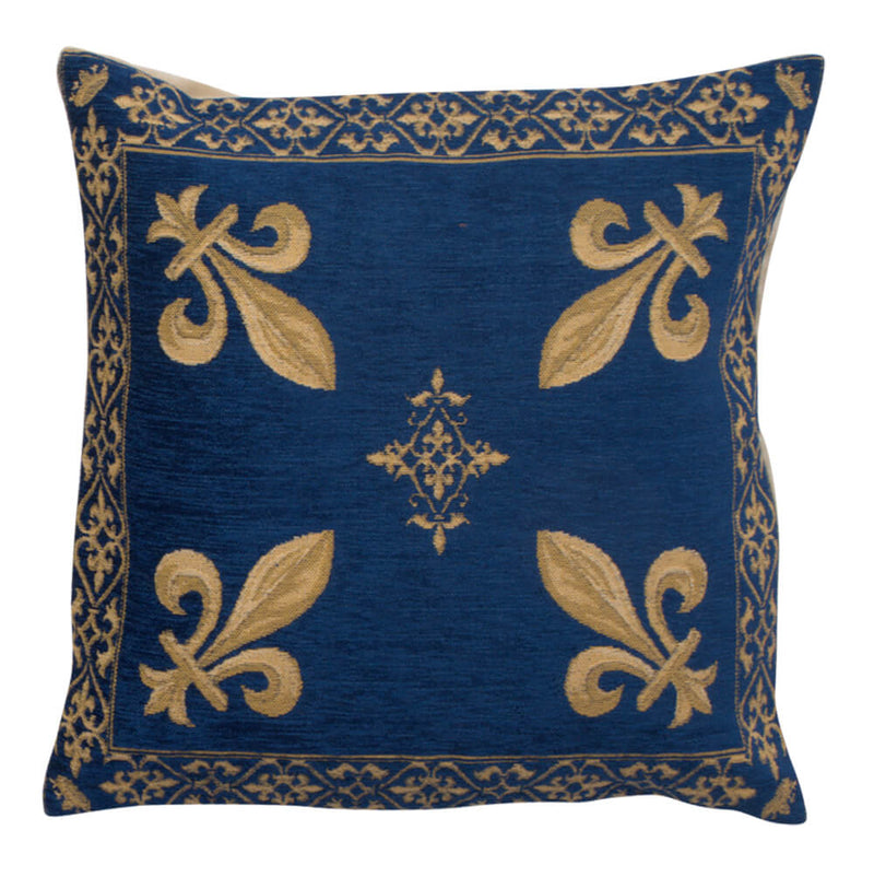 Fleur de Lys Blue III European Pillow Cover