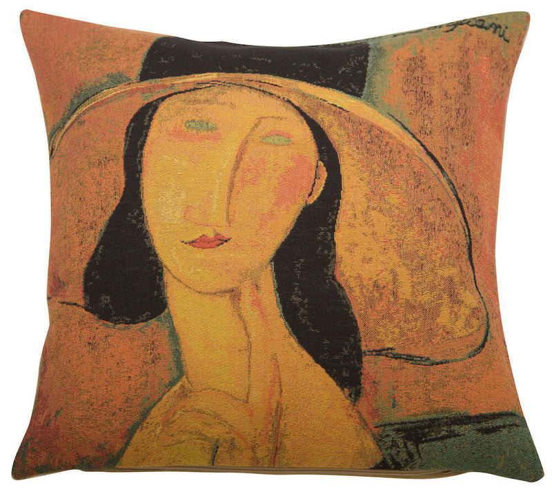 Jeanne Hebuterne in a Large Hat I European Pillow Cover