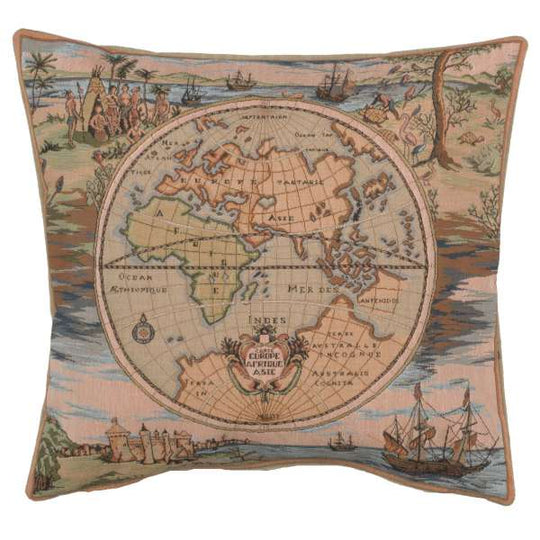 Map of the World Europe Asia Africa French Pillow Cover