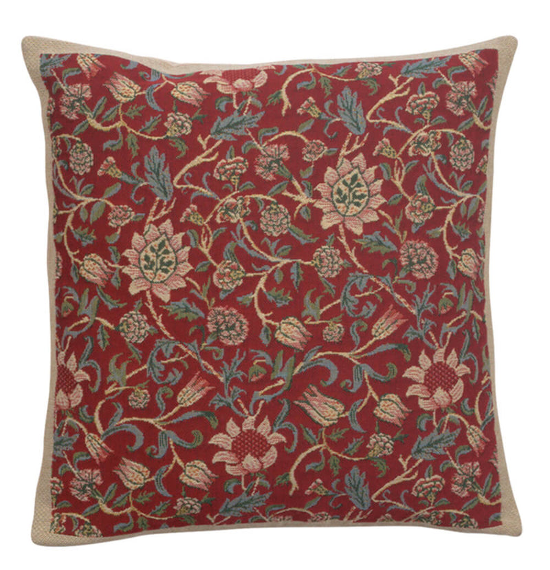 Fleurs de Morris Red Pillow Cover