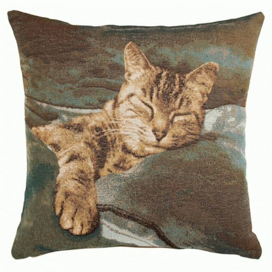 Sleeping Cat Blue I French Pillow Cover