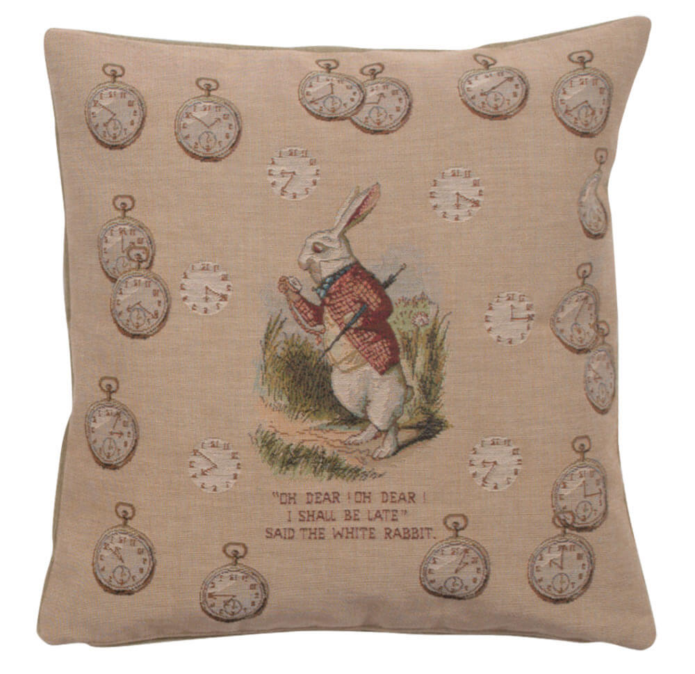 Late Rabbit Alice In Wonderland French Pillow Cover