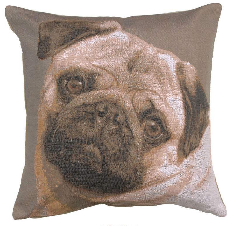 Pugs Face Grey I French Pillow Cover