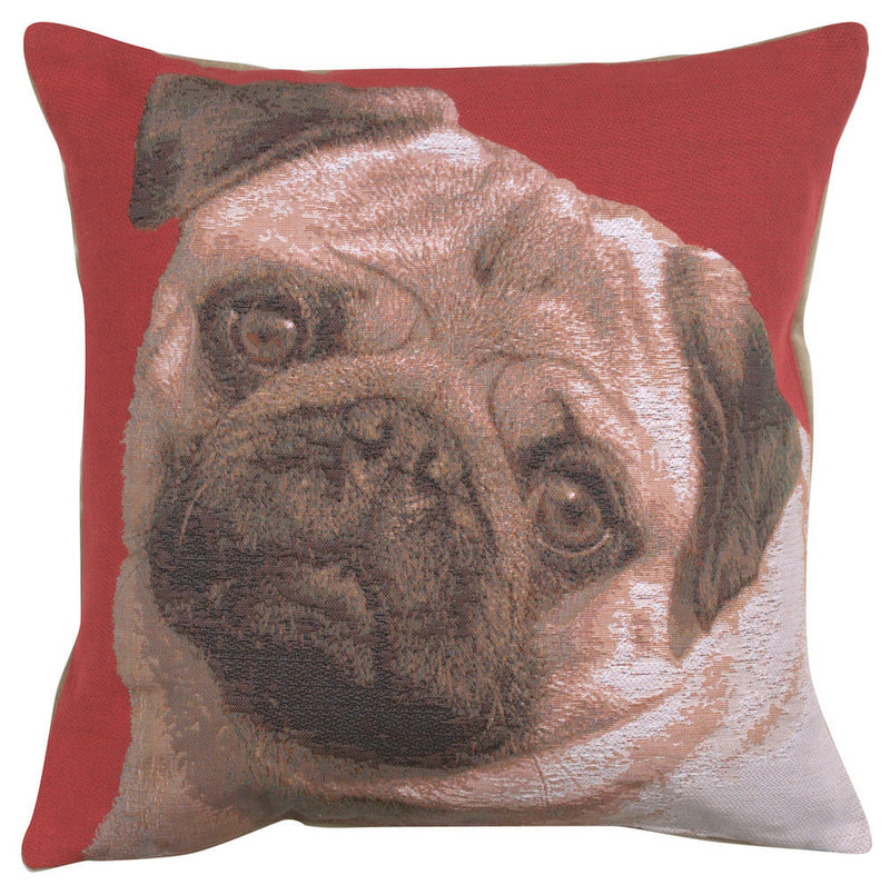 Pugs Face Red I French Pillow Cover