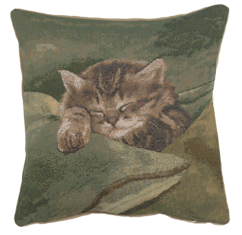 Sleeping Cat Blue French Pillow Cover