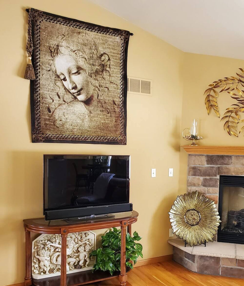 Leonardo da Vinci Artistic Womans Face Wall Tapestry