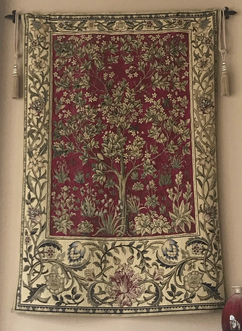 Tree of Life Ruby Red William Morris Wall Tapestry