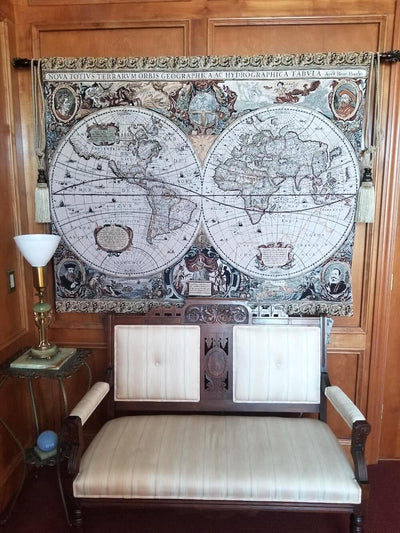 Antique Map Old World Brown Wall Tapestry