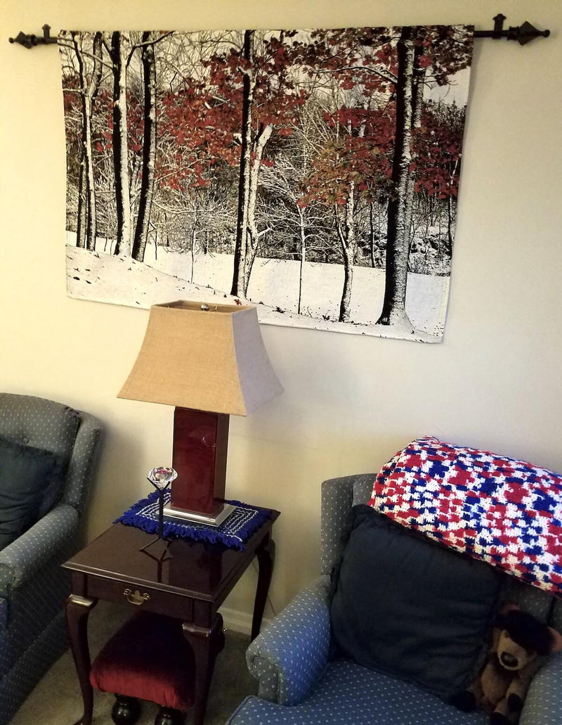 Snowy Autumn Wall Tapestry